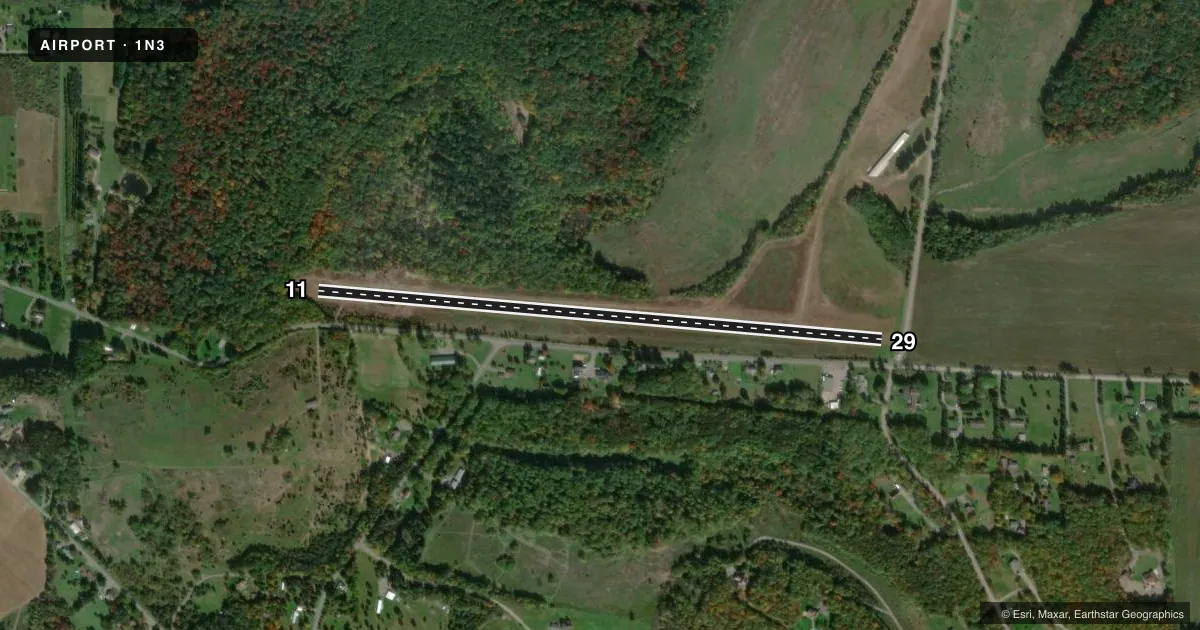 Top-down satellite sketch of 1N3 ALBERT in PHILIPSBURG, PENNSYLVANIA, showing runways 11/29 drawn to scale over Esri World Imagery
